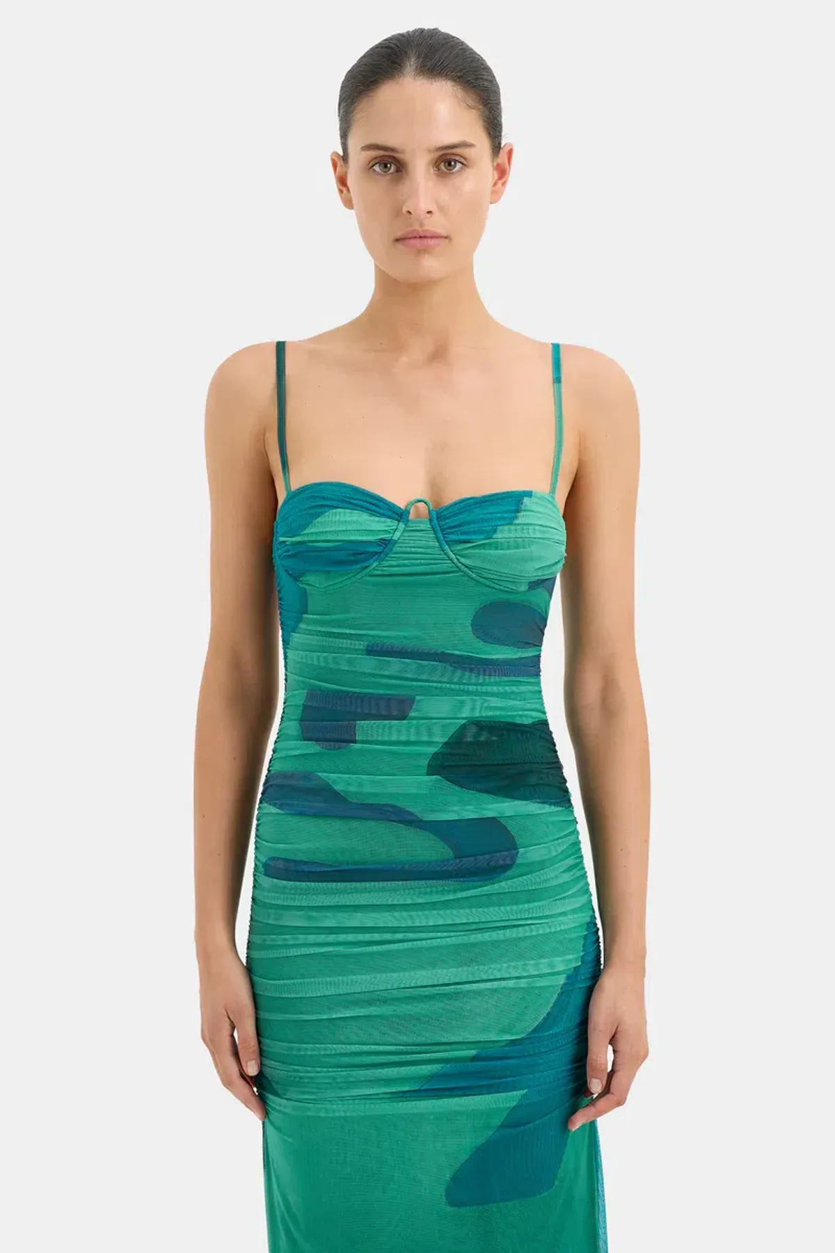 Sir the Label Frankie Gathered Midi Dress Green Size 3 / AU 10-12 - Image 2