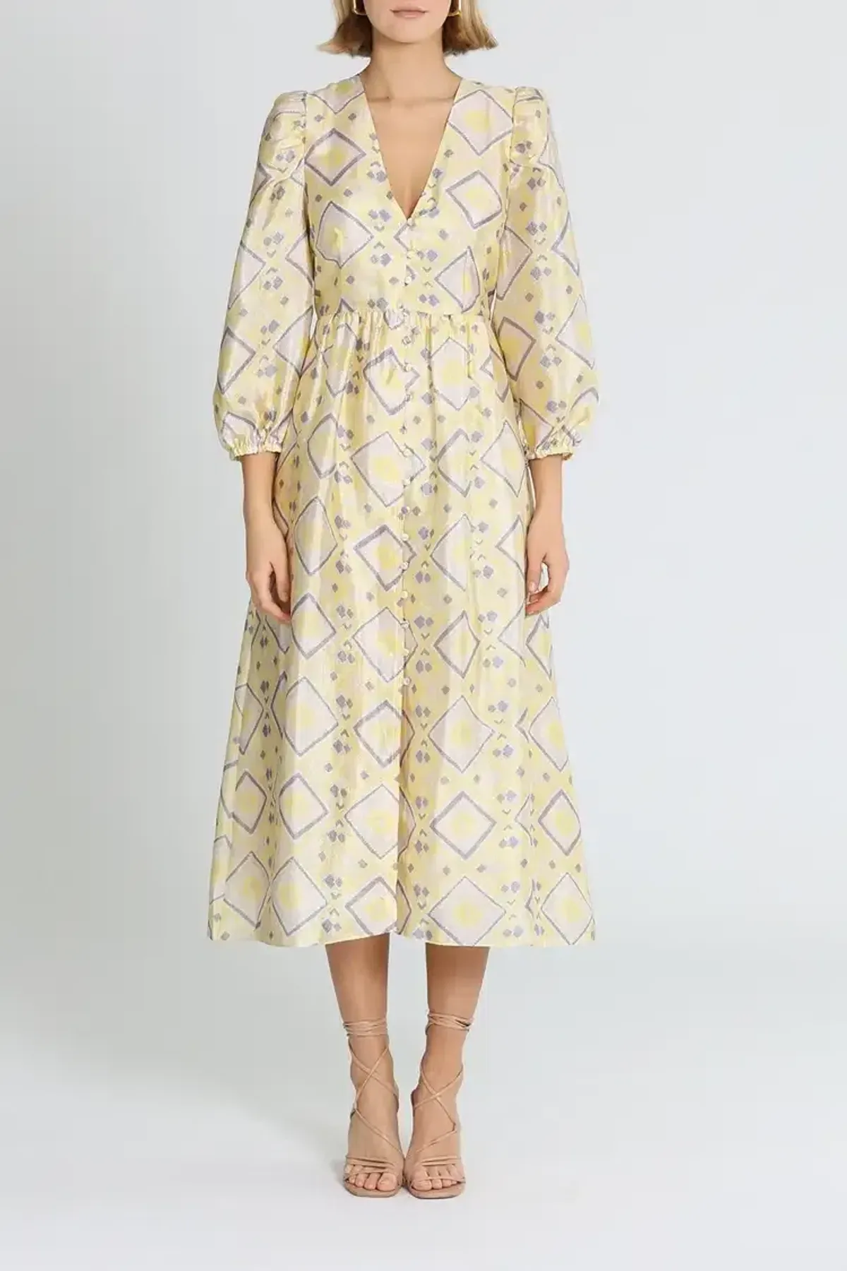 Baum Und Pferdgarten Asana Midi Dress in Yellow Size 10 - Image 1