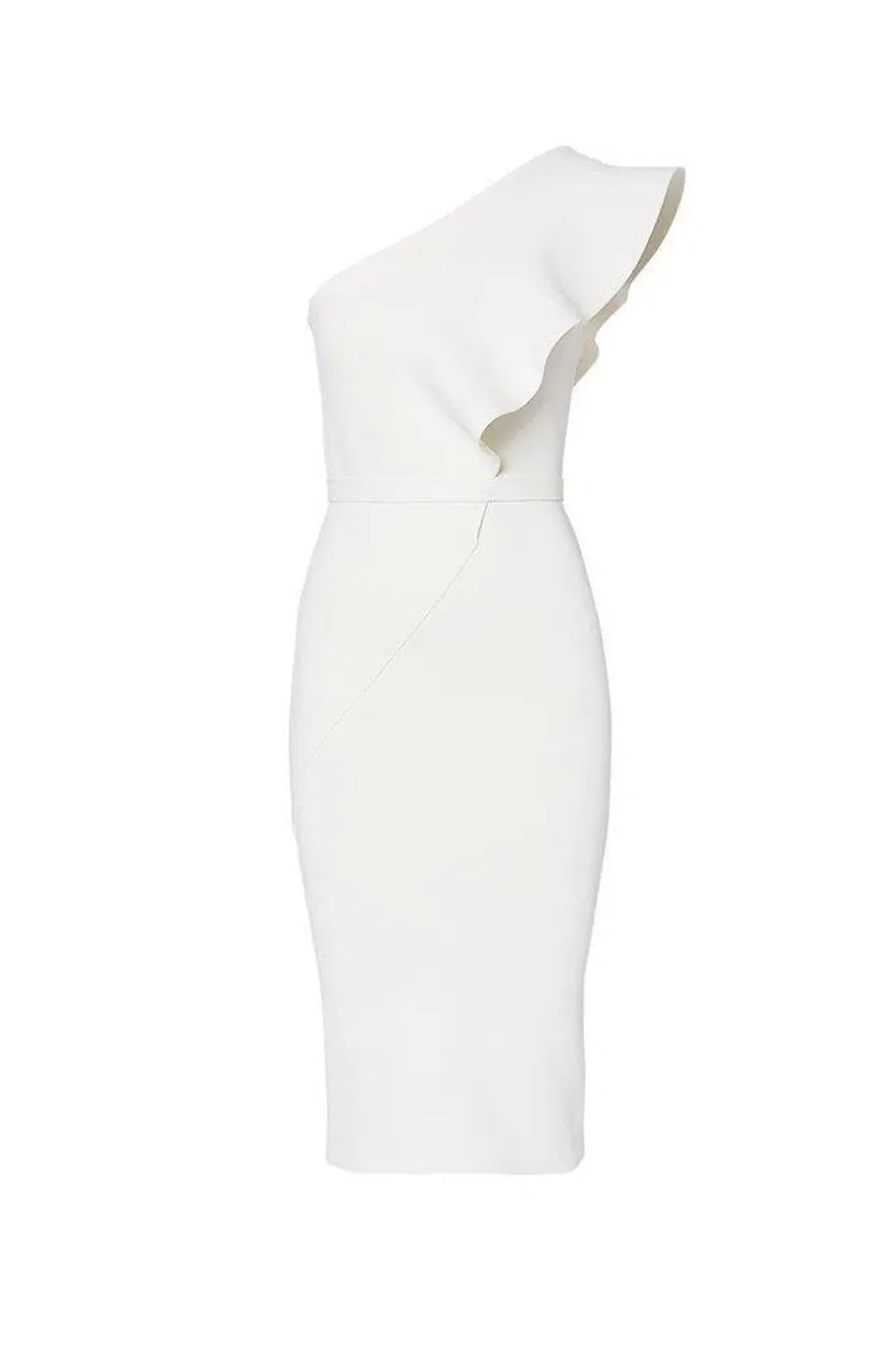 Scanlan Theodore Crepe Knit Ruffle Dress White Size AU 10 - Image 3