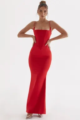 House Of CB Olivette Satin Corset Maxi Red Size M / Au 10 for rent on The Volte - image 2