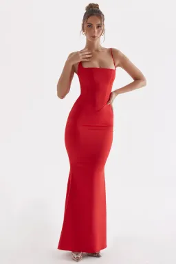 House Of CB Olivette Satin Corset Maxi Red Size M / Au 10 for rent on The Volte - image 4