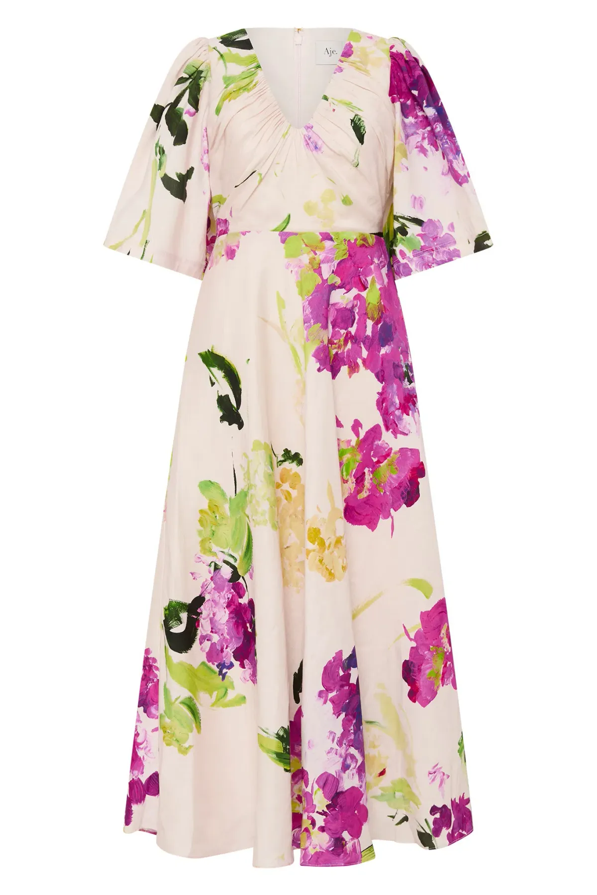Aje Gilda Bell Sleeve Midi Dress Wild Hydrangea Size 10 - Image 4