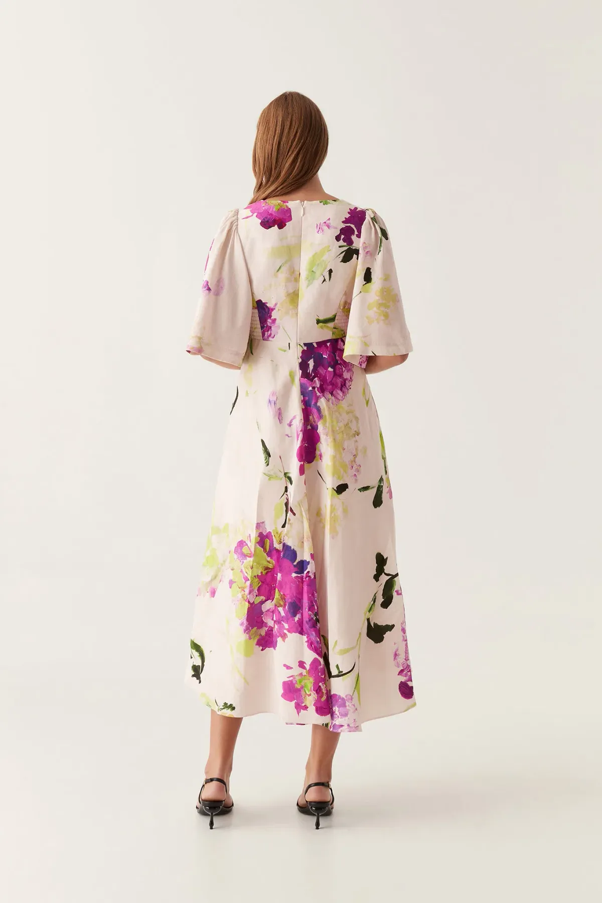 Aje Gilda Bell Sleeve Midi Dress Wild Hydrangea Size 10 - Image 3