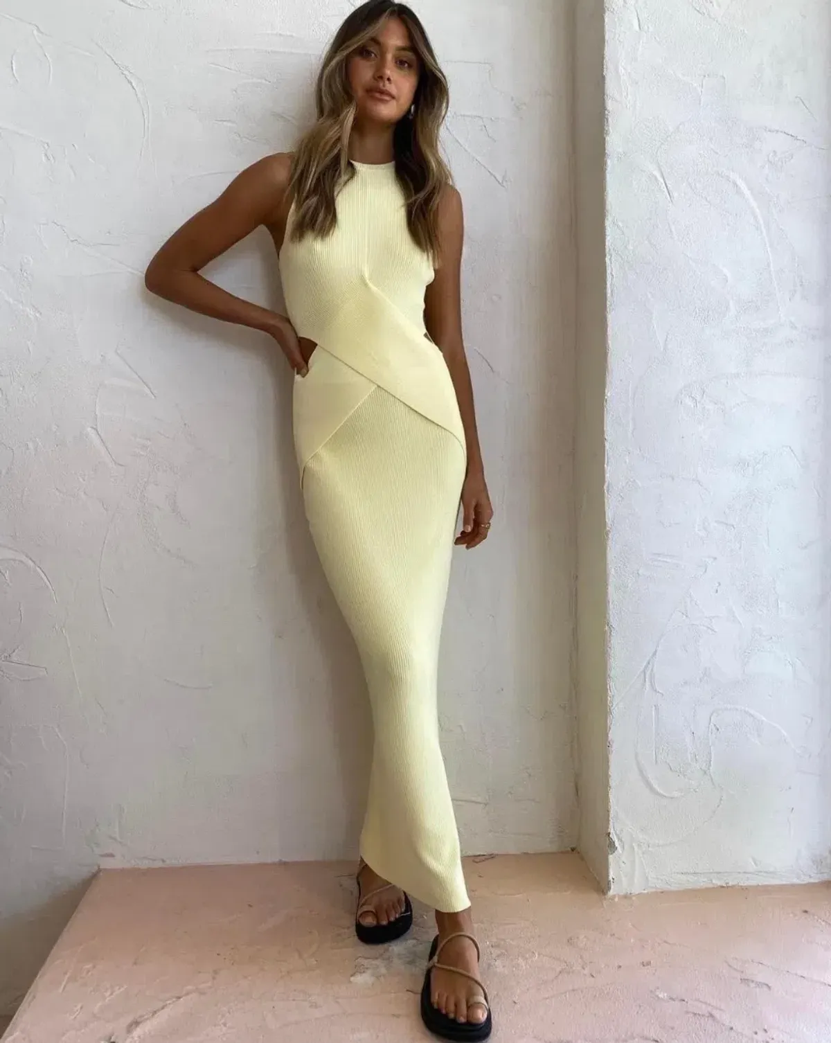 Sir the Label Kelvin Drape Dress in Lemon Yellow Size 0/AU 6 - Image 1