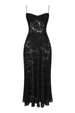 House Of CB Seren Floral Lace Back Maxi Dress Black  Size S/Au 8 for rent on The Volte - image 8