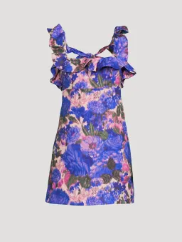 Zimmermann  High Tide Frill Mini Dress Purple Ikat Size 3 / AU 14 for rent on The Volte - image 5