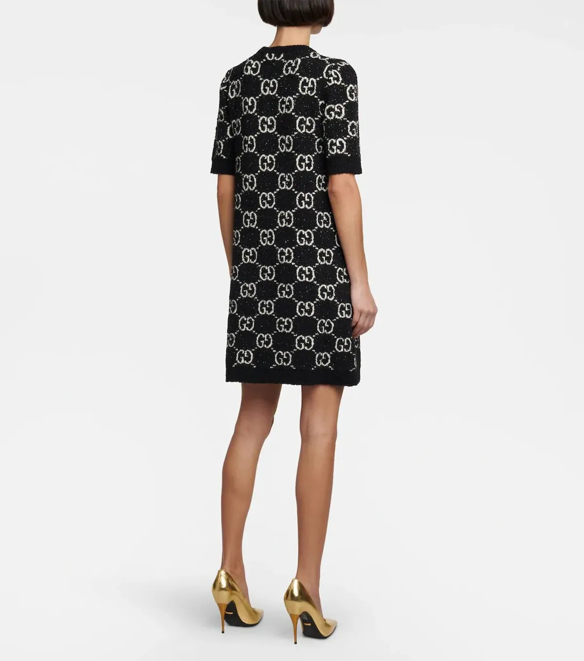 Gucci GG Jacquard Cotton-blend Minidress Dress Black Size Xs/Au 8 - Image 2