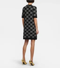 Gucci GG Jacquard Cotton-blend Minidress Dress Black Size  Xs/Au 8 for rent on The Volte - image 2
