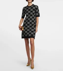 Gucci GG Jacquard Cotton-blend Minidress Dress Black Size  Xs/Au 8 for rent on The Volte - image 1