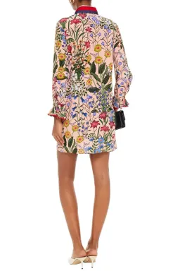  Gucci Ruffled Floral-print Silk Crepe De Chine Mini Dress In Blush Size XS/Au 8  for rent on The Volte - image 2