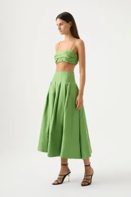 Aje Draped Twist Top & Paradiso Cinched Midi Skirt Set Fern Green Size 10 for rent on The Volte - image 2