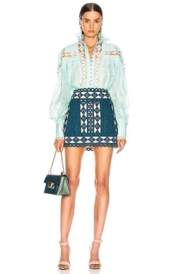 Zimmermann Moncur Studded Mini Skirt Teal Size 0 / AU 8 for rent on The Volte - image 1