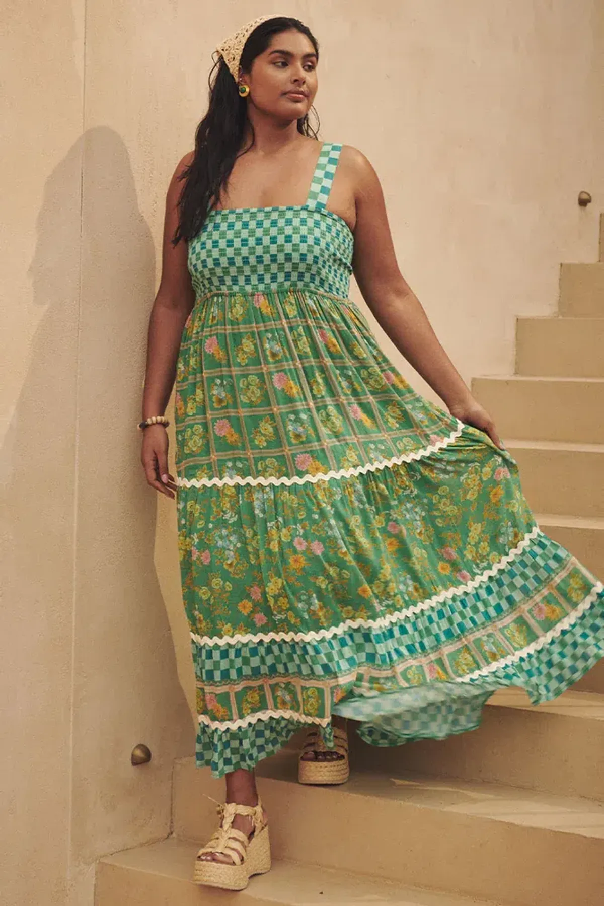 Spell Flora Strappy Maxi Dress Green Multi Size XL / AU 14 - Image 3