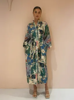 Alemais Loretta Patchwork Shirtdress In Sage Floral Size 16 for rent on The Volte - image 2