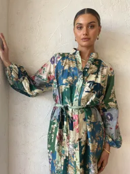 Alemais Loretta Patchwork Shirtdress In Sage Floral Size 16 for rent on The Volte - image 6