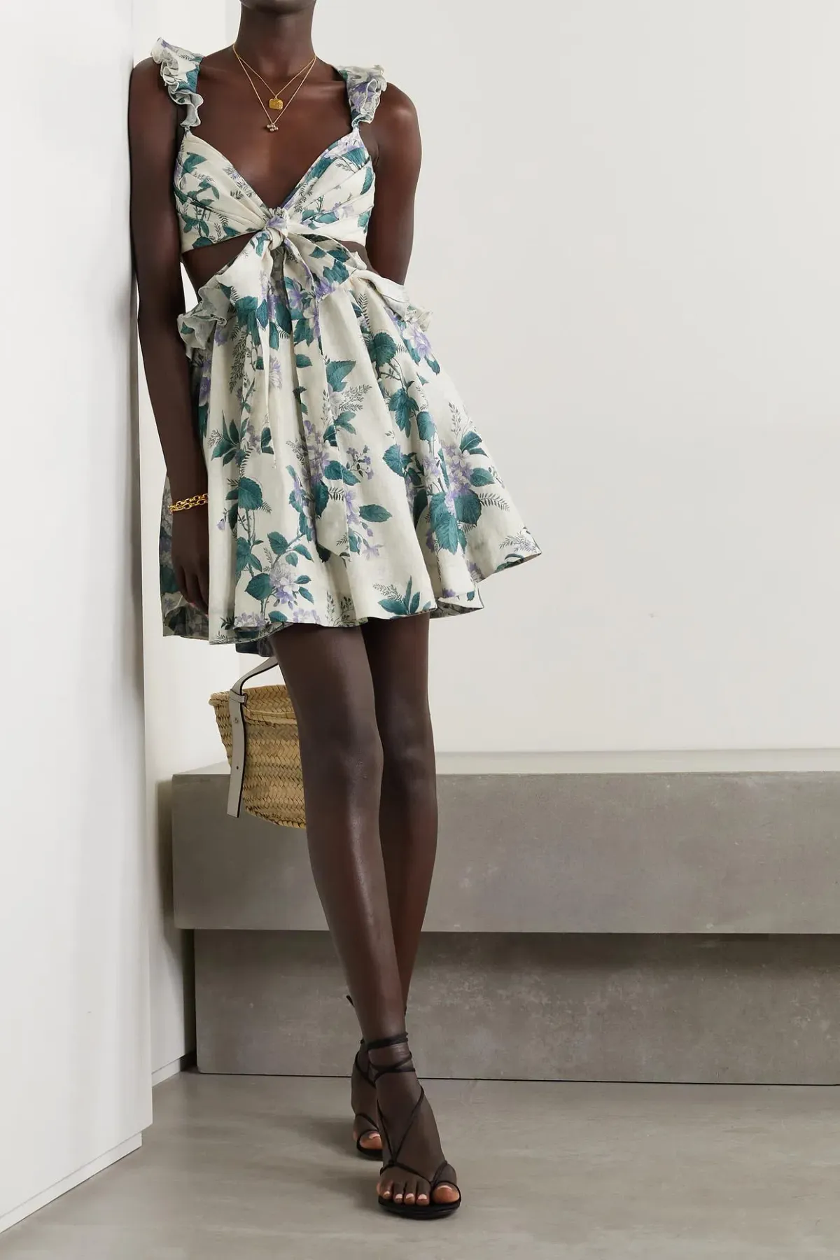 Zimmermann The Cassia Ruffle Mini Dress In Hydrangea Floral Size 2/Au 12 - Image 1