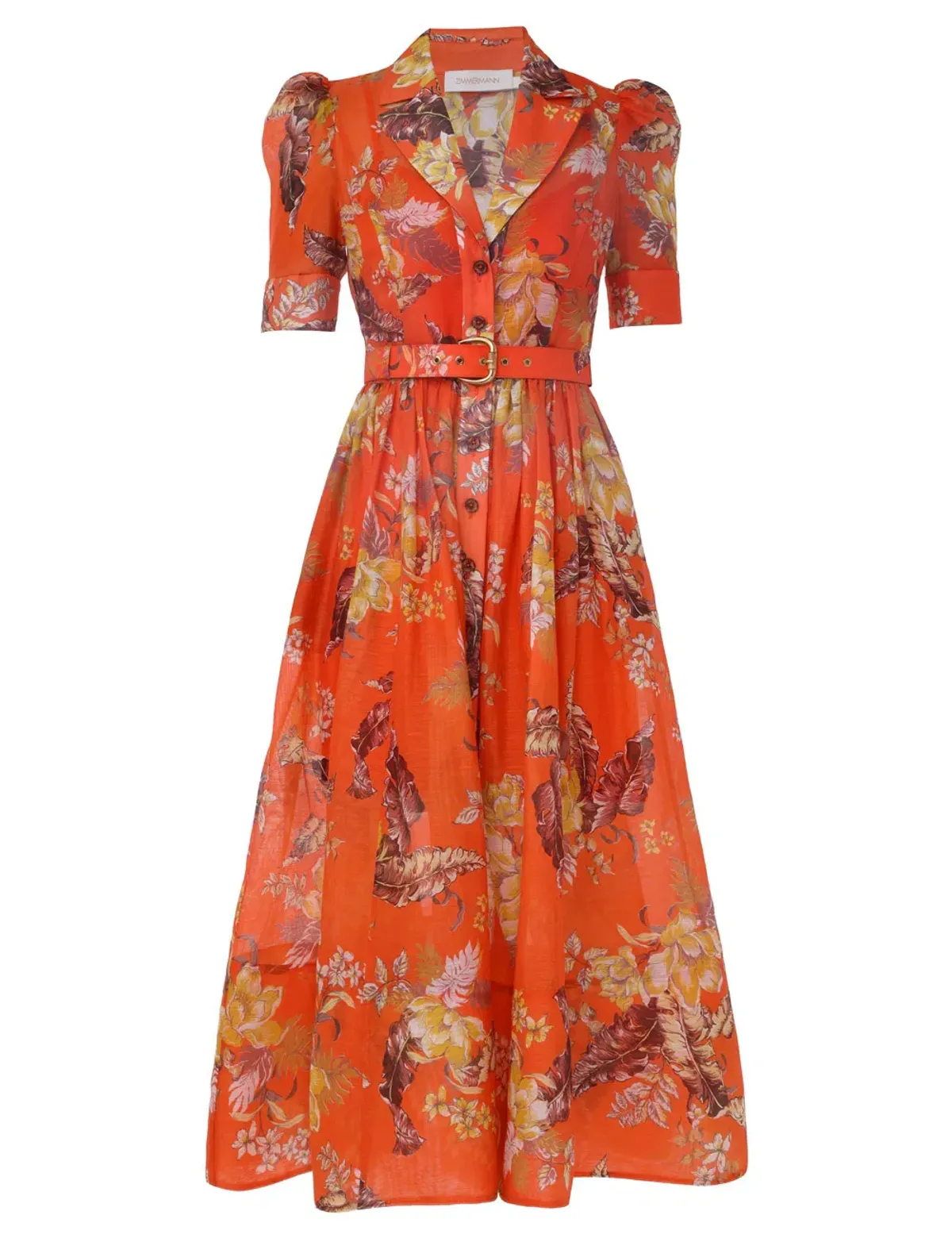 Zimmermann Matchmaker Midi Shirt Dress Red Tropical Floral Size 2 / AU 12 - Image 3