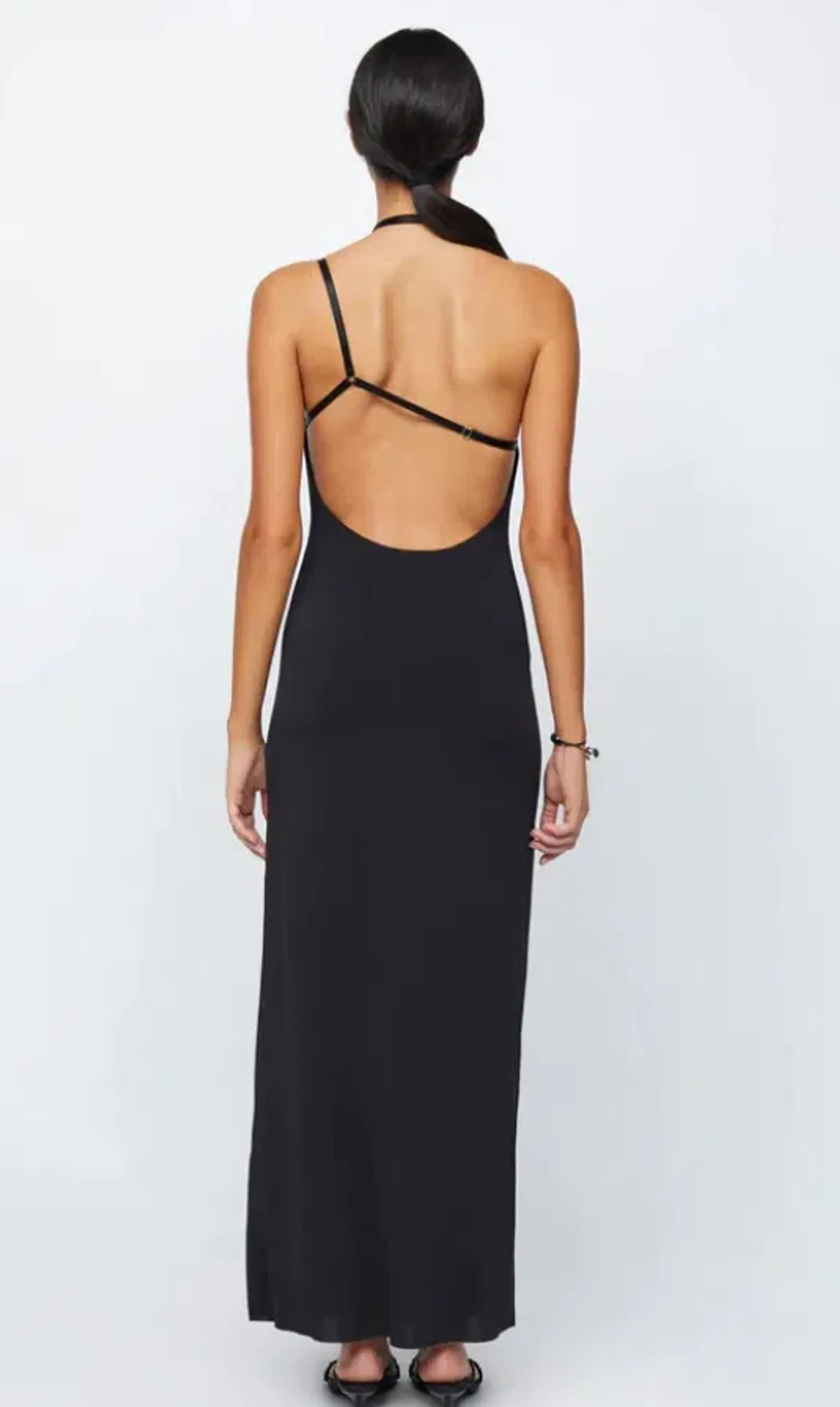 Bec & Bridge Zadie Asym Maxi Cut Out Strap Halter Open Back Dress Black Size AU 8 - Image 3
