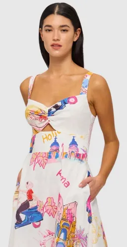 Leo Lin Lexi Ruched Bust Midi Dress in Fiesta Print Size 12 for rent on The Volte - image 4