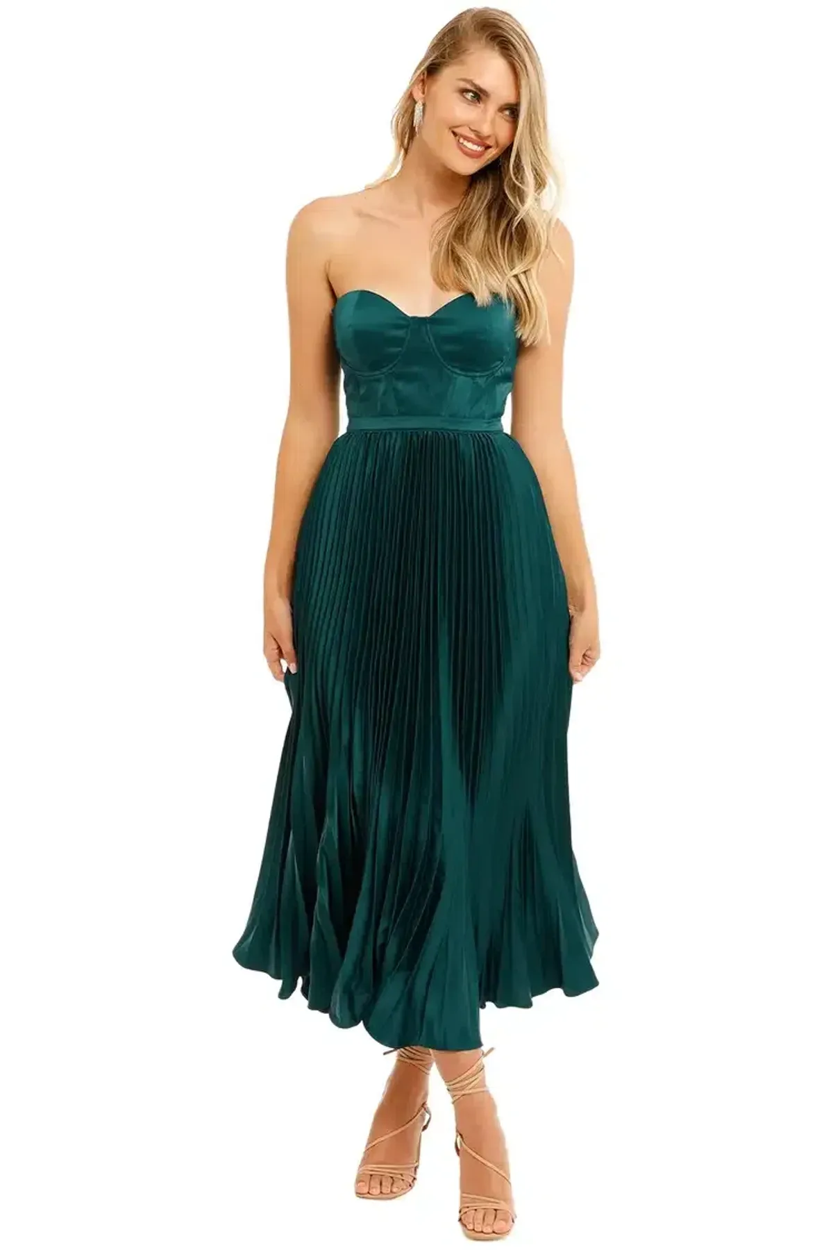 Elle Zeitoune Milan Midi Dress in Emerald Green Size 12 - Image 5