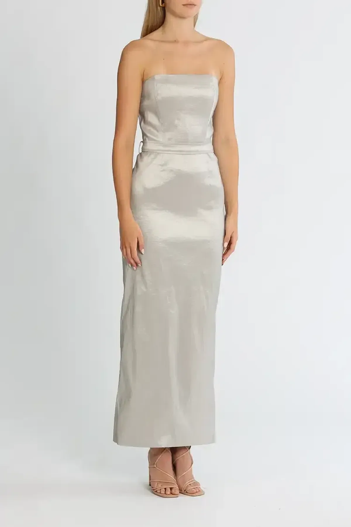 Elle Zeitoune Fitted Strapless Dress in Silver Size 12 - Image 2