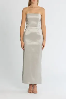 Elle Zeitoune Fitted Strapless Dress in Silver Size 14 for rent on The Volte - image 2