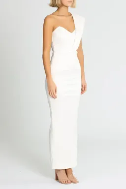 Elle Zeitoune Structured One Shoulder Midi Dress in White Size 8 for rent on The Volte - image 2