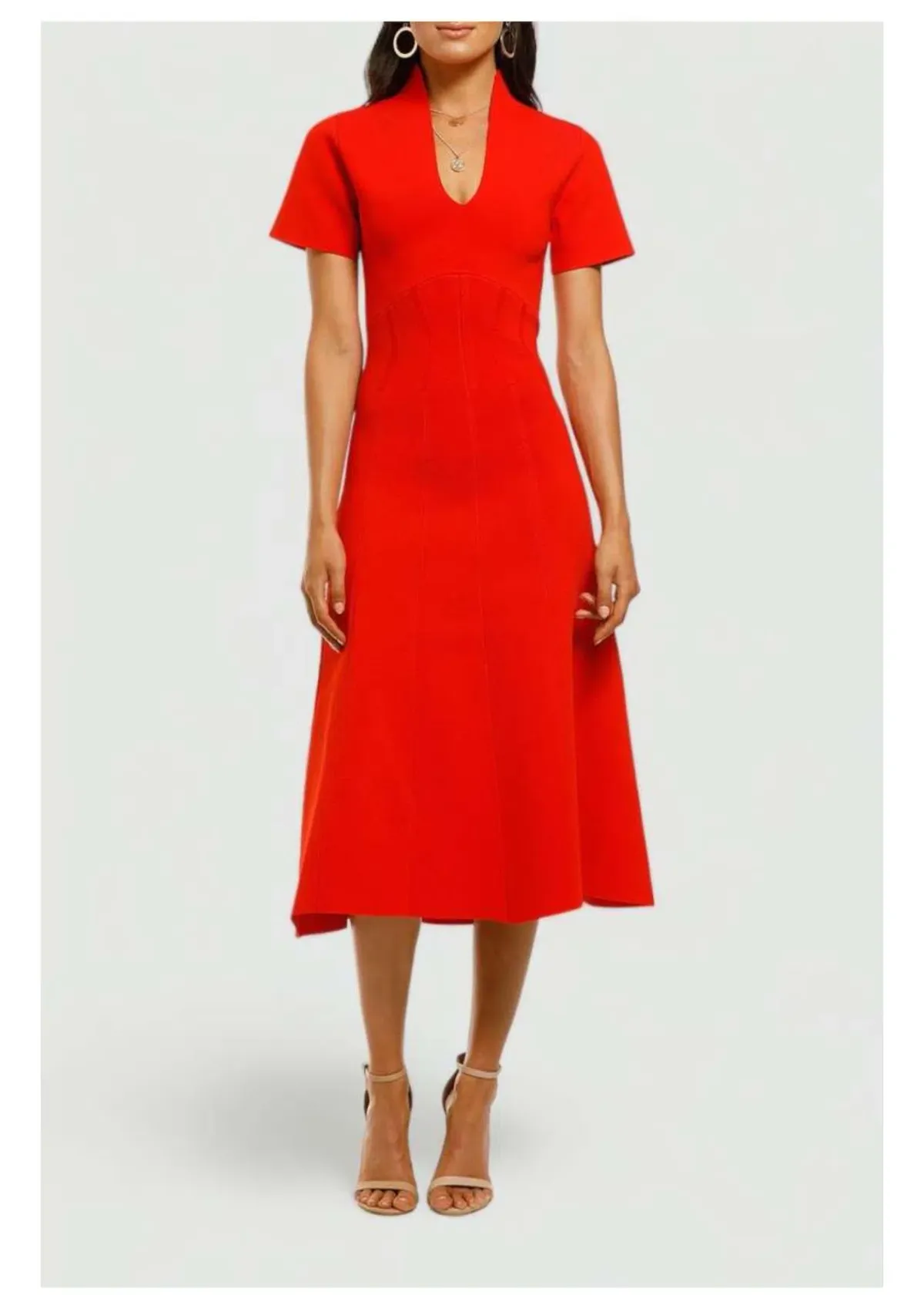 Ginger and Smart Valour Knit Midi Dress in Geranium Red Size 10 - Image 1