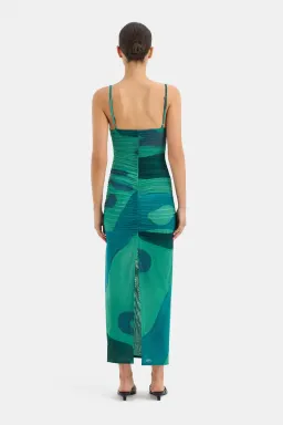 Sir The Label Frankie Gathered Midi Dress Green Multi Size 1 / AU 8 for rent on The Volte - image 4