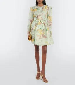 Zimmermann The Matchmaker Tulip Mini Dress in Mint Tropical Floral Size 0 / AU 8 for rent on The Volte - image 1