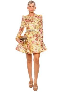 Zimmermann The Matchmaker Floral Mini Dress in Yellow Hibiscus Size 1/Au 10  for rent on The Volte - image 1