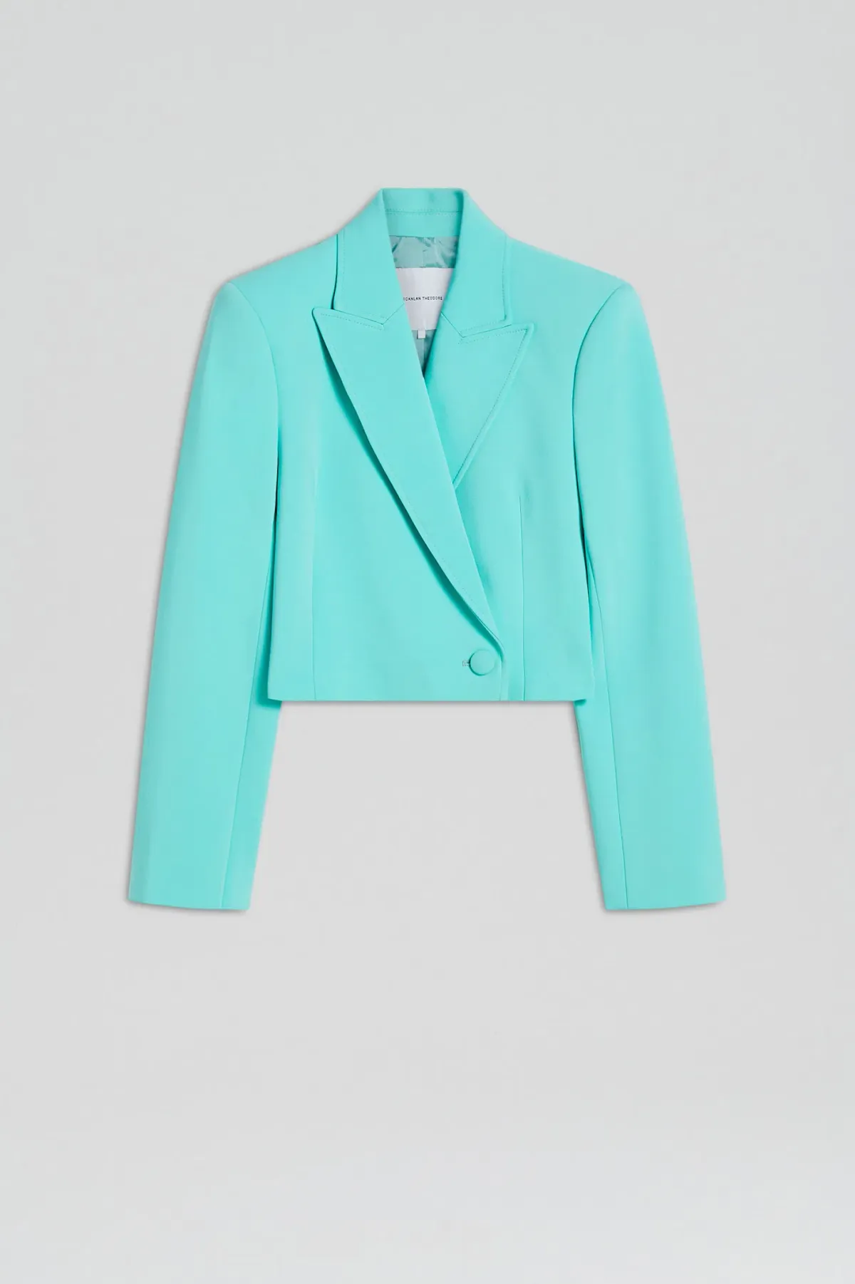 Scanlan Theodore Tailored Bustier Mini Dress and Crop Jacket Set in Turquoise Size 8 - Image 4