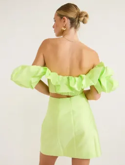 Alemais Suzi Off Shoulder Mini Dress Green Size 8 for rent on The Volte - image 2
