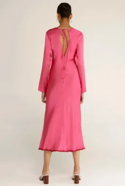 Third Form Last Dance Long Sleeve Bias Maxi Dress in Magenta Size 8 for rent on The Volte - image 3