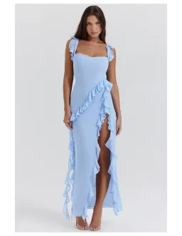 House of CB Ariela Ruffle Maxi Dress Blue Size XL / AU 14 for rent on The Volte - image 1
