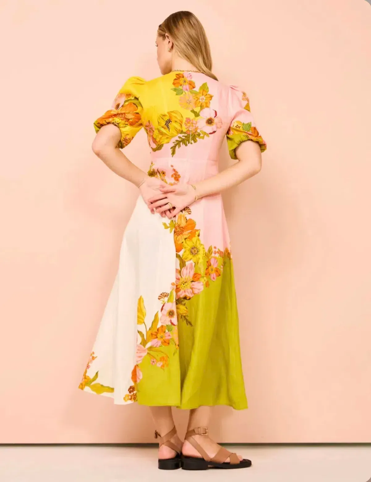 Alemais Silas Midi Dress In Multi Floral Size 16 - Image 3
