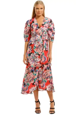 Ginger & Smart Flourish Wrap Midi Dress Floral Size 6 for rent on The Volte - image 2