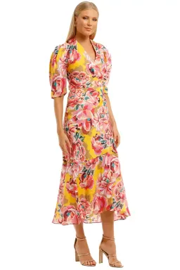 Ginger & Smart Flourish Wrap Dress in Yellow Floral Size 12 for rent on The Volte - image 4