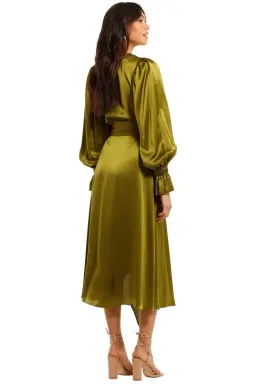 Ginger & Smart Molten Wrap Midi Dress in Chartreuse Size 10 for rent on The Volte - image 3