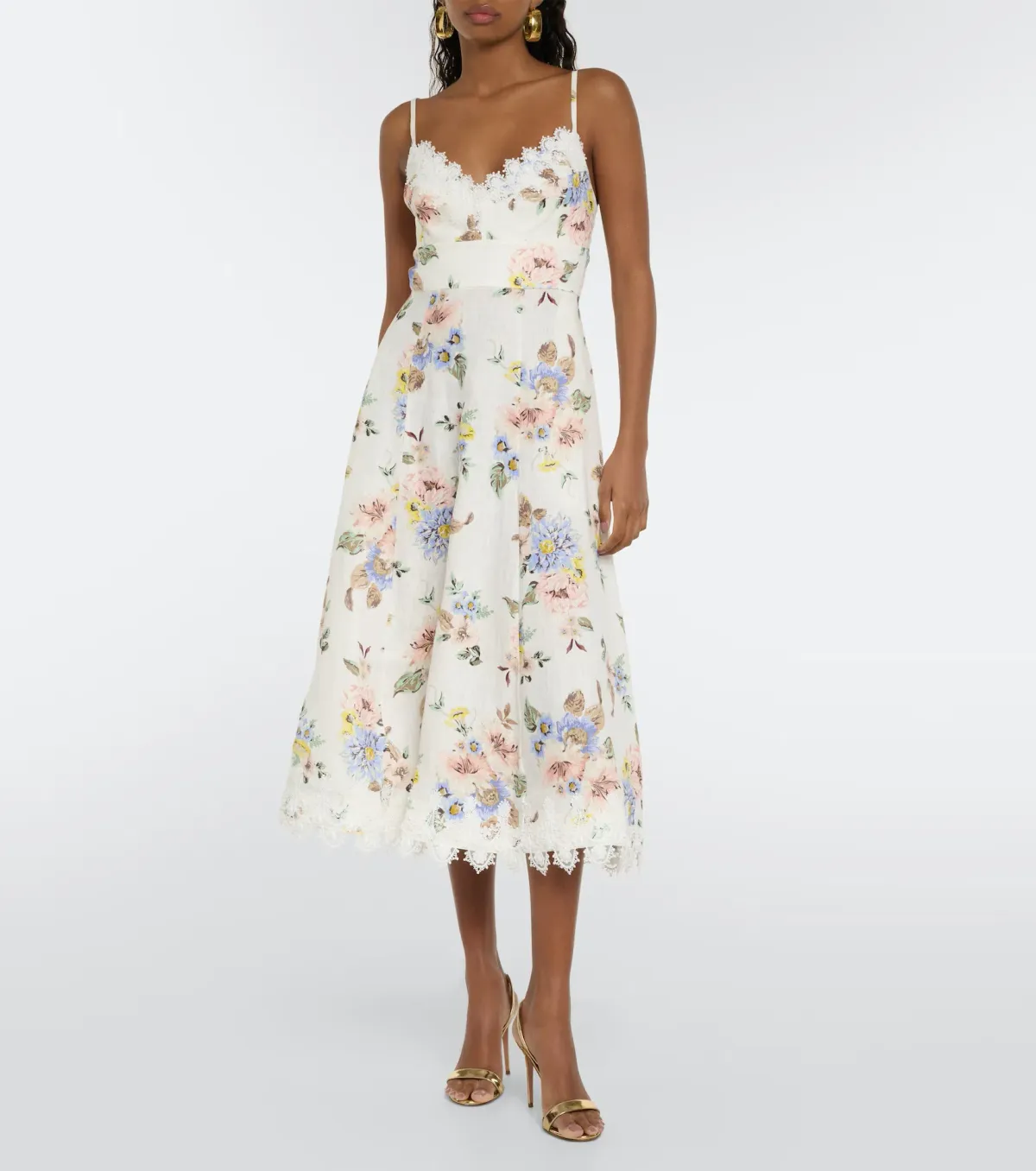 Zimmermann Appliqué Picnic Dress Blue Floral Size 8 - Image 1