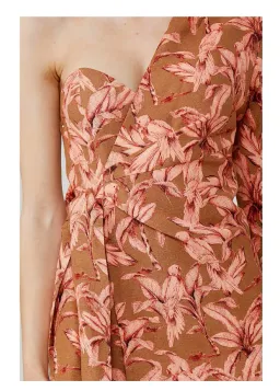 Significant Other Eva One Sleeve Mini Dress Palm Print Size 6 for rent on The Volte - image 4