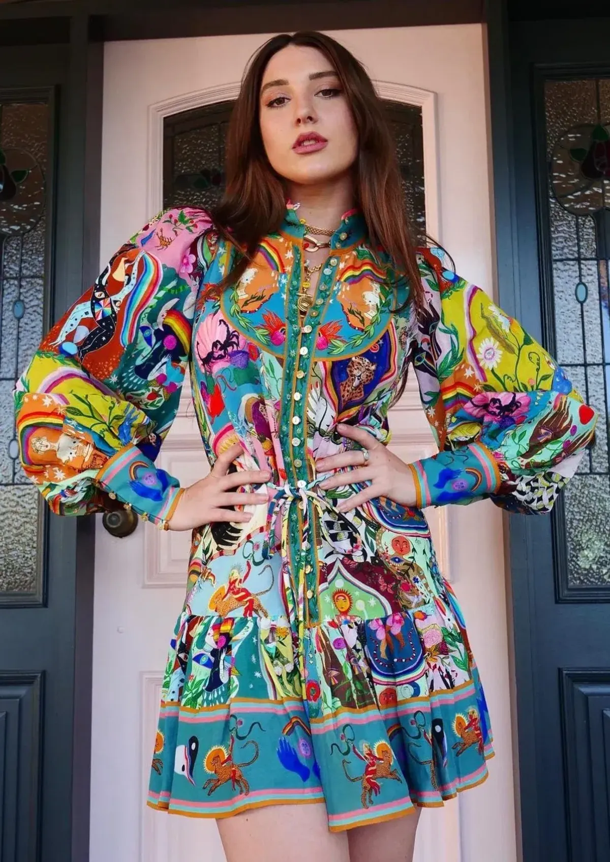 Alemais Evergreen Mini Dress Multi Size 10 - Image 4