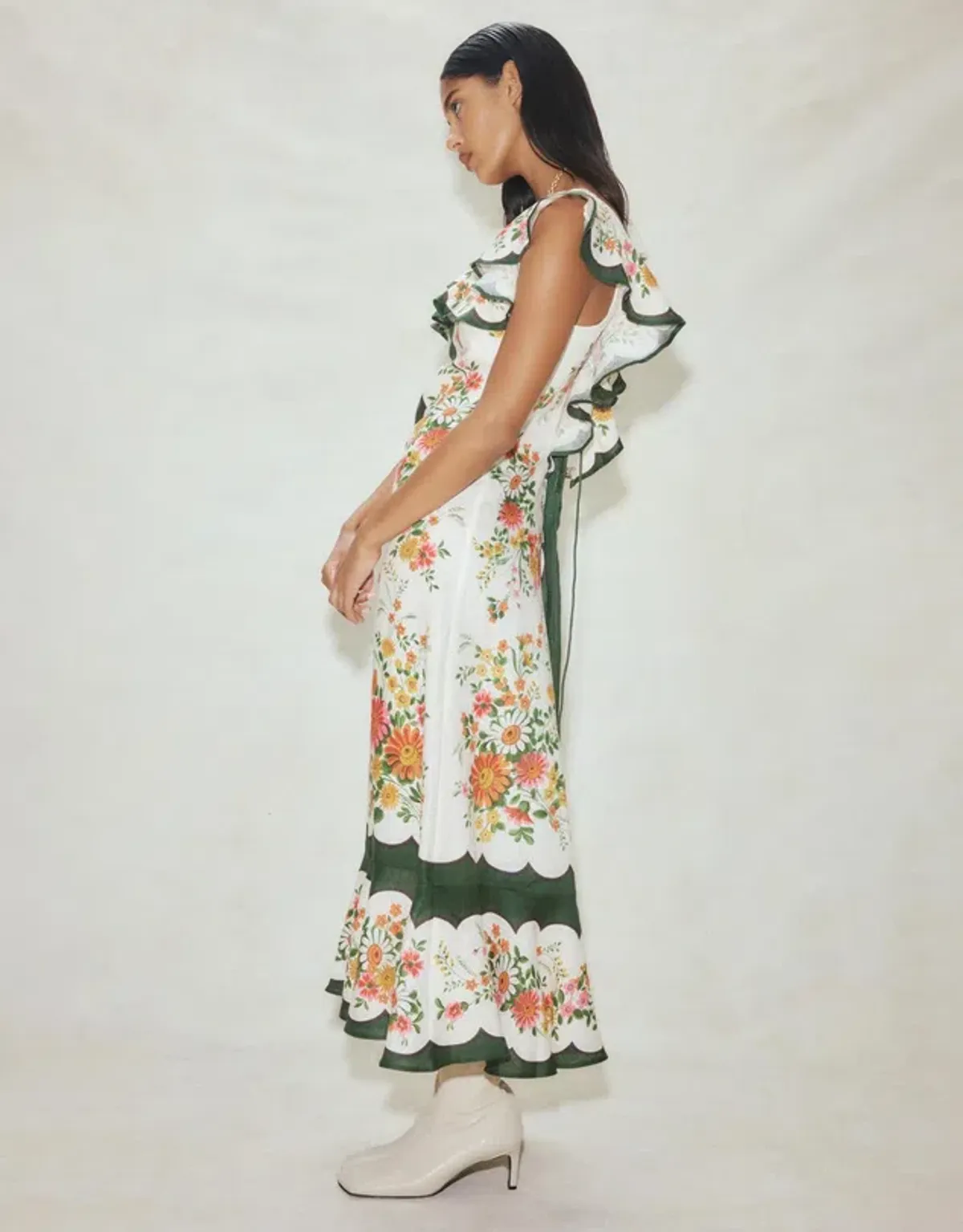 Alemais Elisabetta Ruffle Midi Dress Floral Size 8 - Image 2