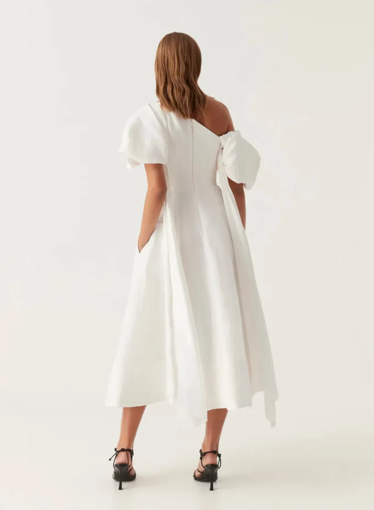 Aje Arista Tulip Sleeve Midi Dress Ivory Size 14 - Image 3