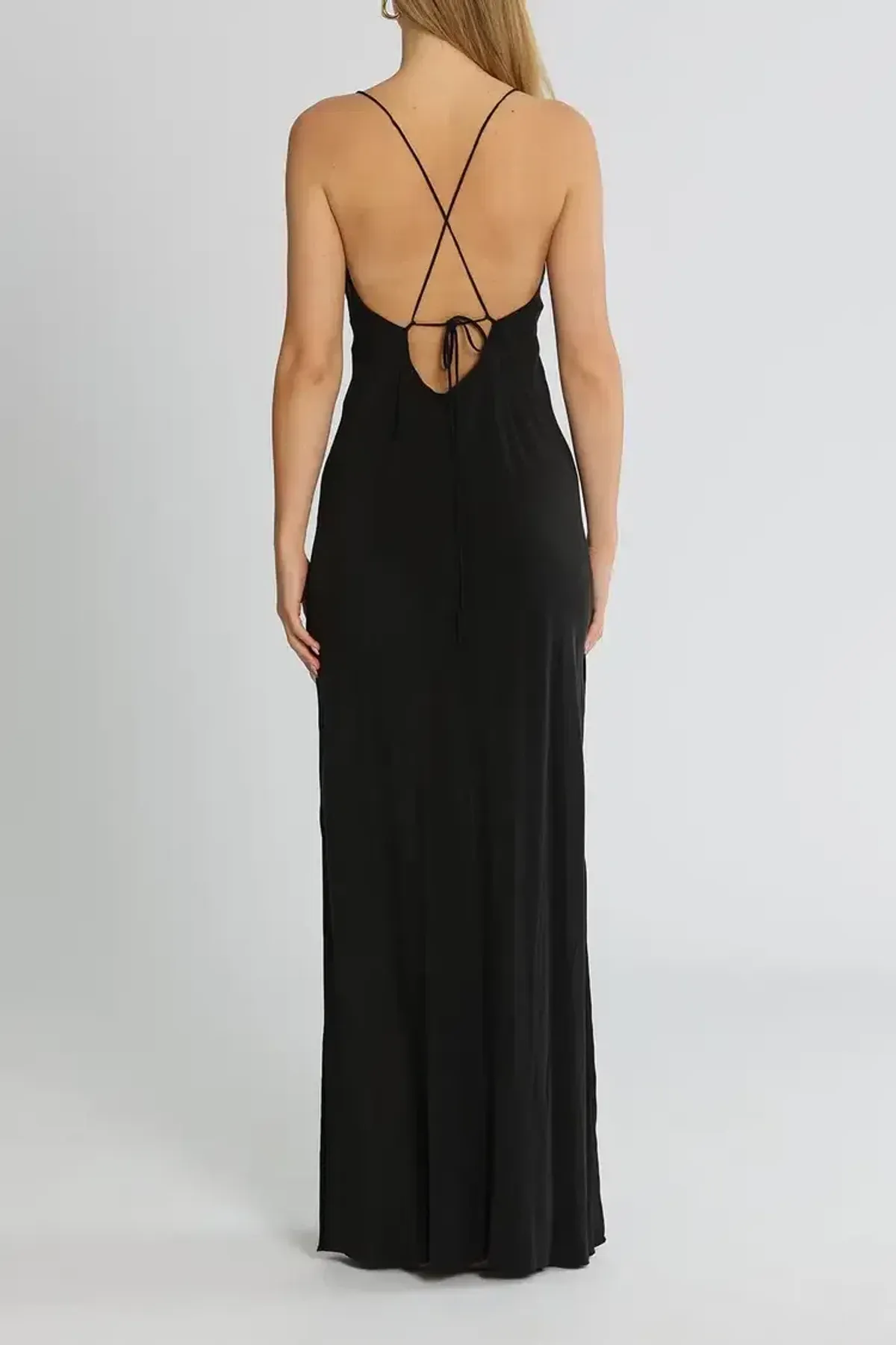 St Agni Bias Cut Silk Dress in Black Size 8 - Image 4