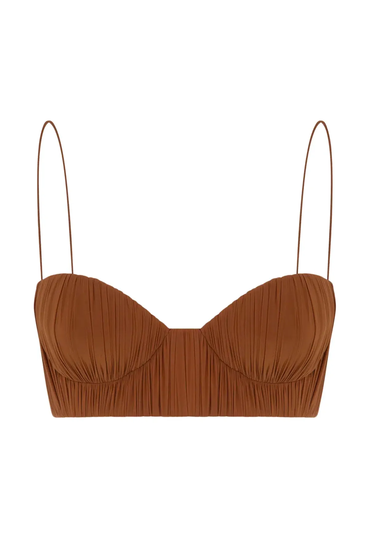 Alex Perry Hartley Ruched Maxi Skirt and Preston Bralette Set Brown Size 8 - Image 3