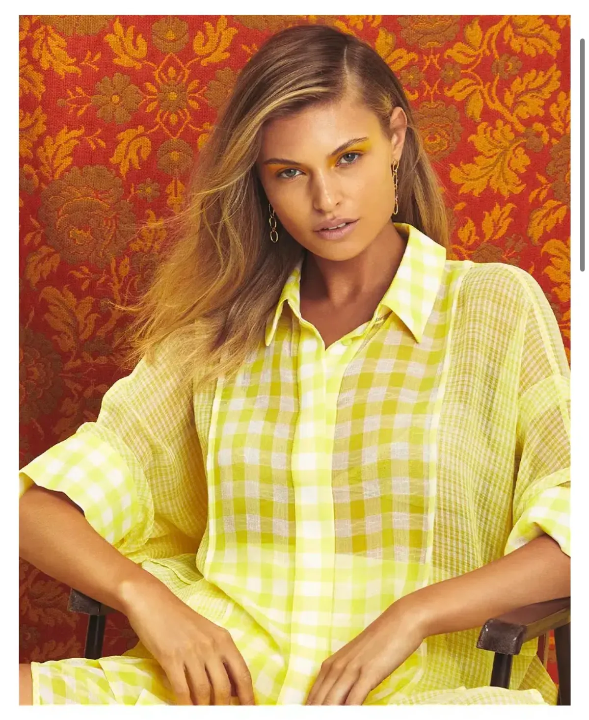 Alice Mccall She Blooms Blouse and Skirt Set Yellow Check Print Size 8 - Image 3