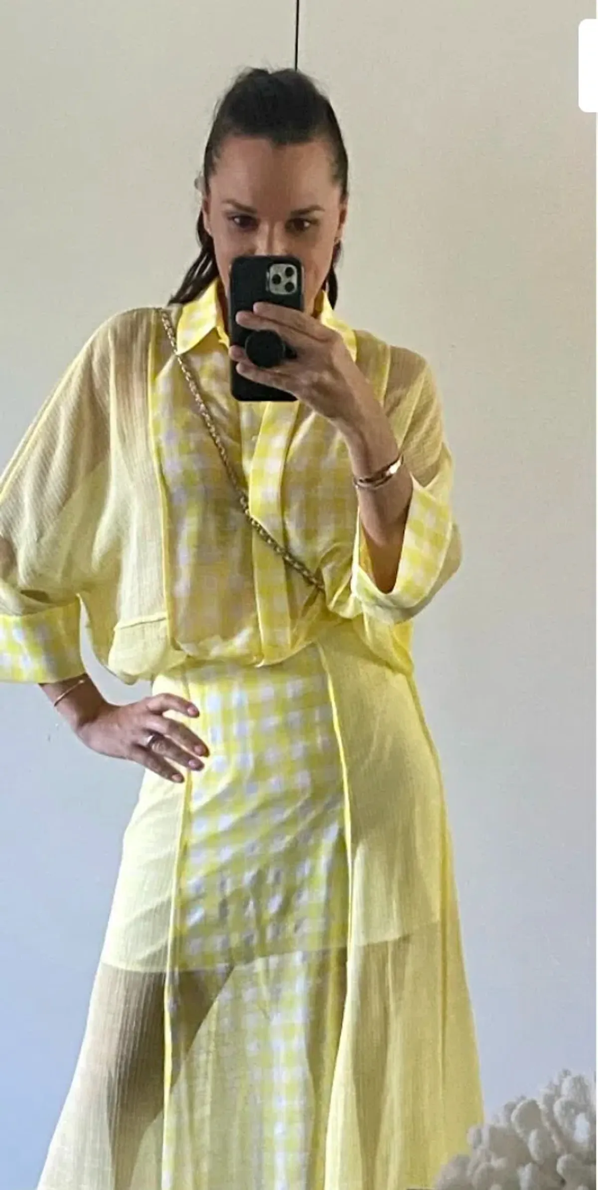 Alice Mccall She Blooms Blouse and Skirt Set Yellow Check Print Size 8 - Image 1
