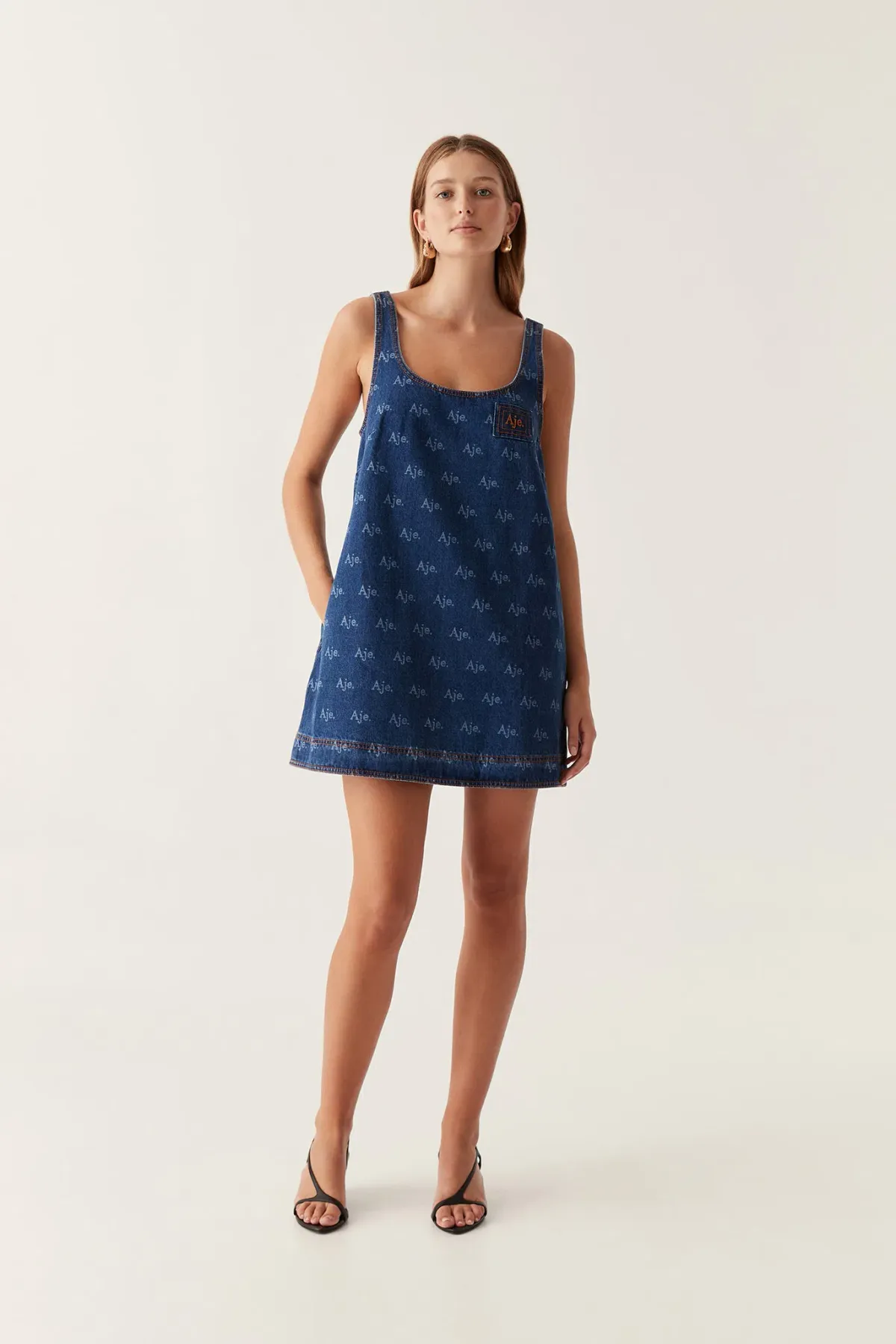Aje Ratio Logo Mini Dress Blue Size 14 - Image 1