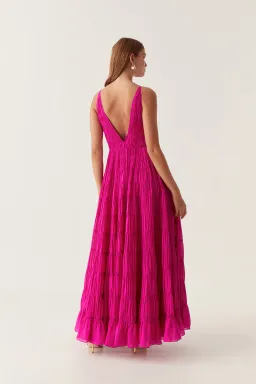 Aje Rosewood Ruched Maxi Dress Magenta Size 6 for rent on The Volte - image 3